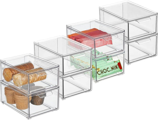 Clarity Pantry Stacking Drawer 8 x 6 x 4 M8 (Pack of 8) - Clear