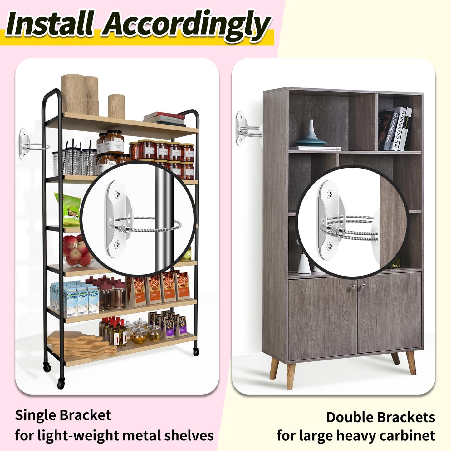 Anti Tip Furniture Anchors (6 Packs) Furniture Anchors for Baby Proofing, Earthquake Straps for Furniture Dresser Wall Safety Anchor Furniture Safety Straps Wall Straps, White