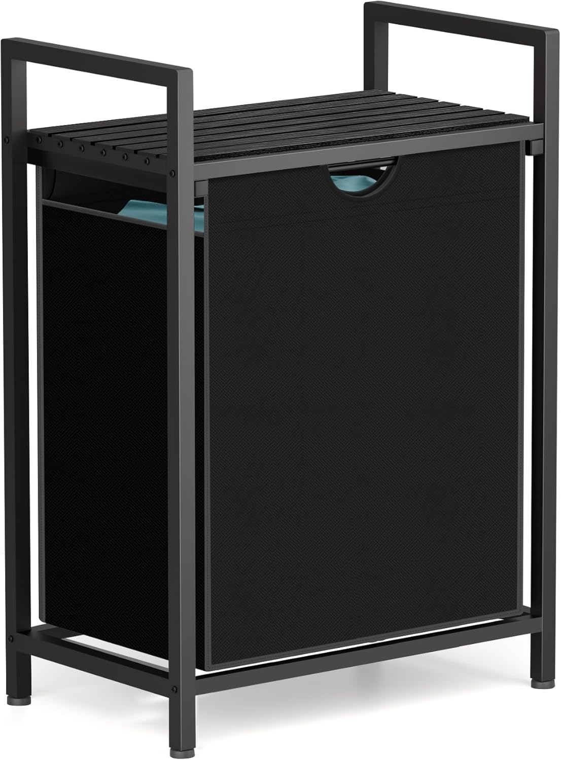 Laundry Sorter with Removable Bag, 16 Gallons Laundry Hamper with Adjustable Feet, Laundry Basket for Laundry Room, Bathroom and Bedroom(Charcoal Black)