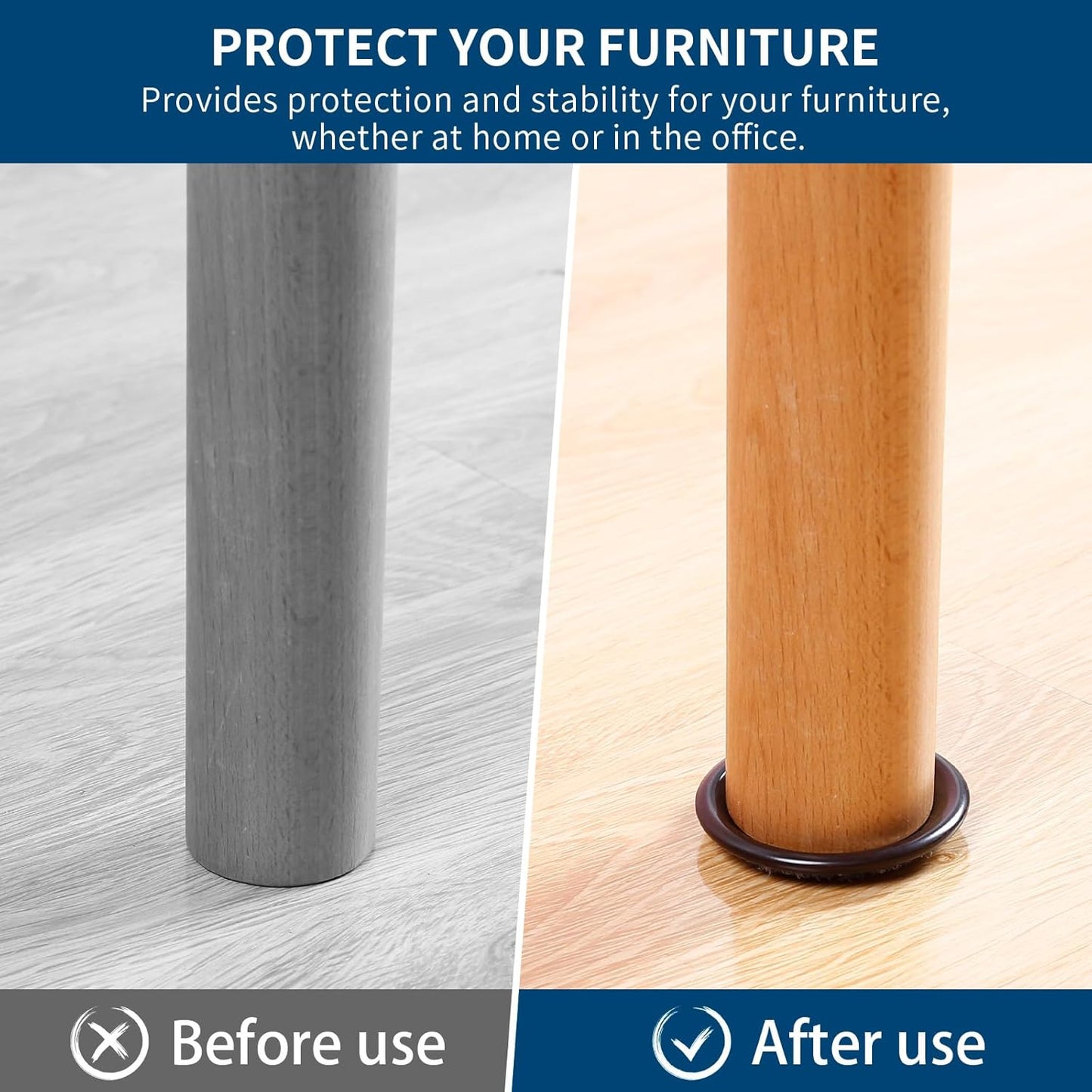 Ezprotekt 1 5/8" Round Reusable Felt Furniture Caster Cups with Carpet Bottom, 16 Pcs Felt Furniture Sliders Floor Protectors Pads to Protect Hardwood, Tile Floors Carpet from Scratches (Brown/Gray)