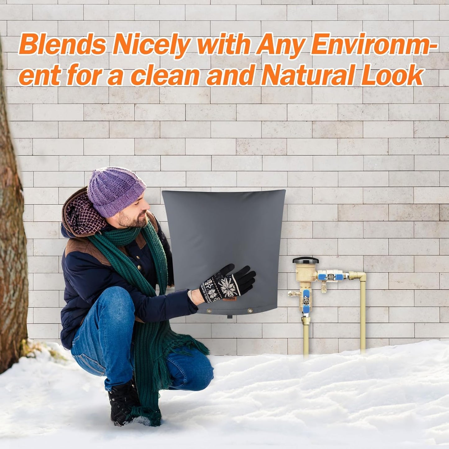 TOHONFOO Backflow Preventer Pipe Insulation Cover (5°F) - Irrigation Sprinkler Valve Insulated Pouch - Water Well Pump Cover - Sturdy 5 Layers for Winter Freeze Protection, 24" W x 26" H, Grey