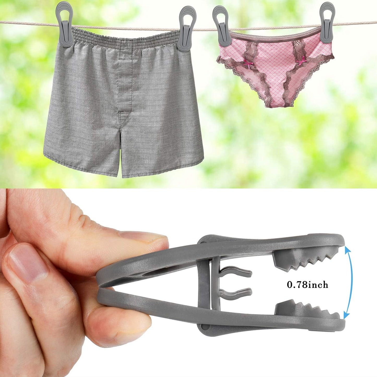 Tinfol 24pc Grey Plastic Hanger Clips, Strong Pinch Grip Finger Clips for Plastic Clothes Hangers, Multi-Purpose Kid Hanger Clip for Skirt Pant Hangers