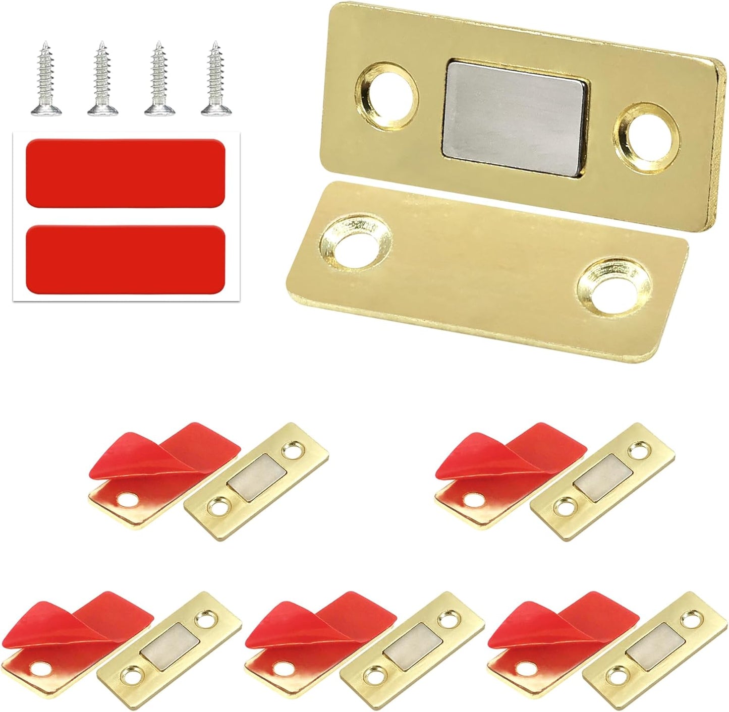 Cabinet Magnetic Catch, 6 Pack Gold Ultra Thin Magnetic Cabinet Door Catch, Adhesive Cabinet Magnets for Kitchen Drawer Cabinet Door Closet, Concealed Strong Magnetic Cabinet Latch