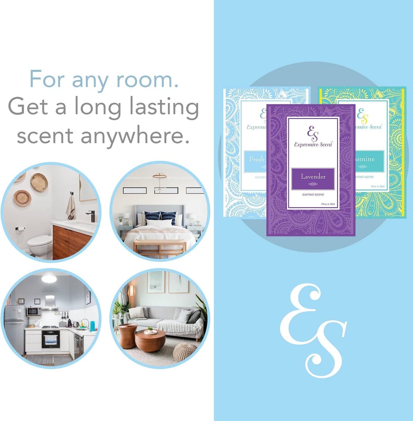 Expressive Scent – Home Fragrance Aromatic Sachets: Premium Long-Lasting Aroma, for Drawers Dressers Closets Car Kitchen, Lavender