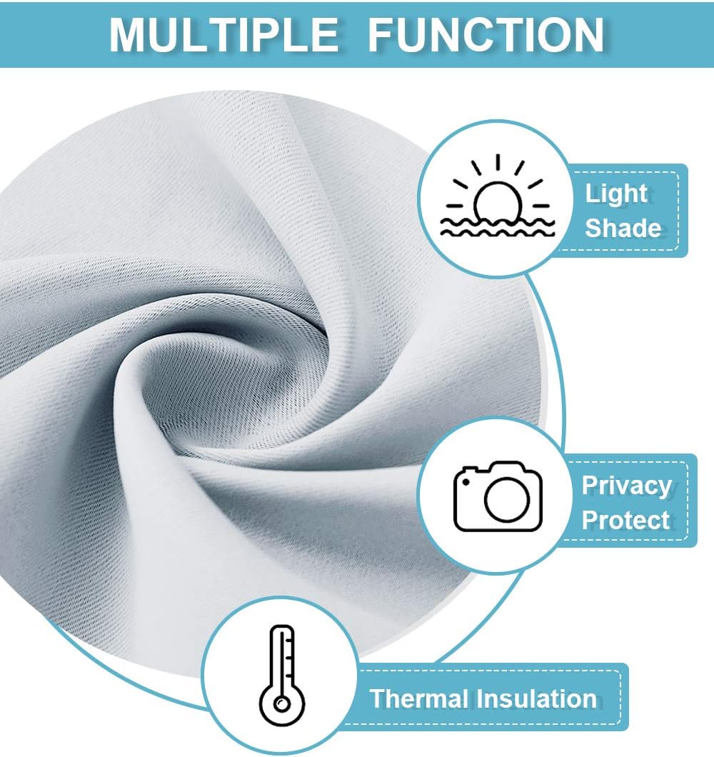 RYB HOME RV Camper Door Window Curtains -Blackout Privacy Curtains & Drapes for Bathroom Bedroom Kitchen Portable Travel Trailer Small Window Decor, W 34 x L 24, Greyish White, 2 Panels