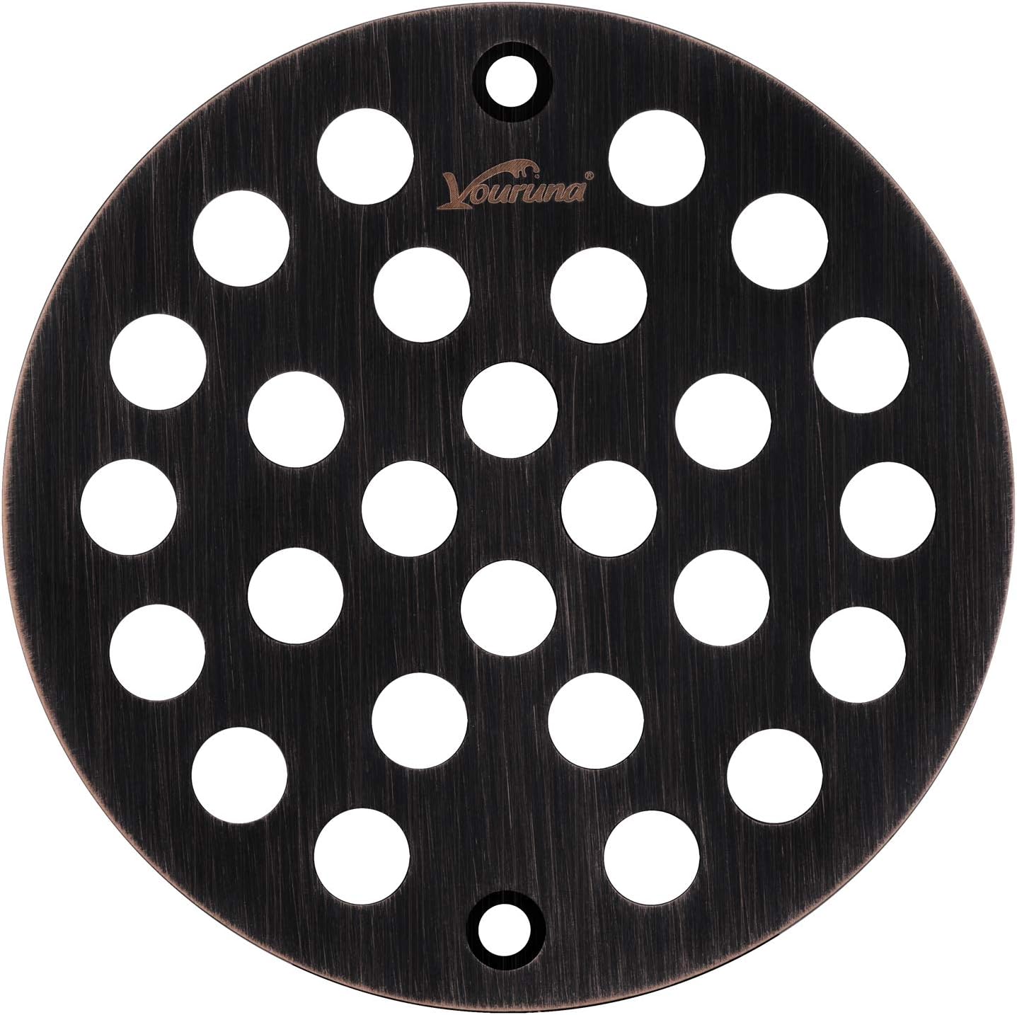 4-Inch Screw-in Shower Strainer Drain Cover Replacement Floor Strainer (Oil Rubbed Bronze) (Isn't Black)