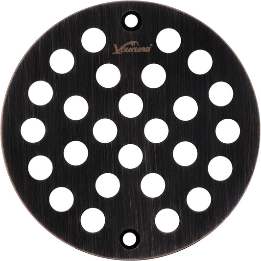 4-Inch Screw-in Shower Strainer Drain Cover Replacement Floor Strainer (Oil Rubbed Bronze) (Isn't Black)