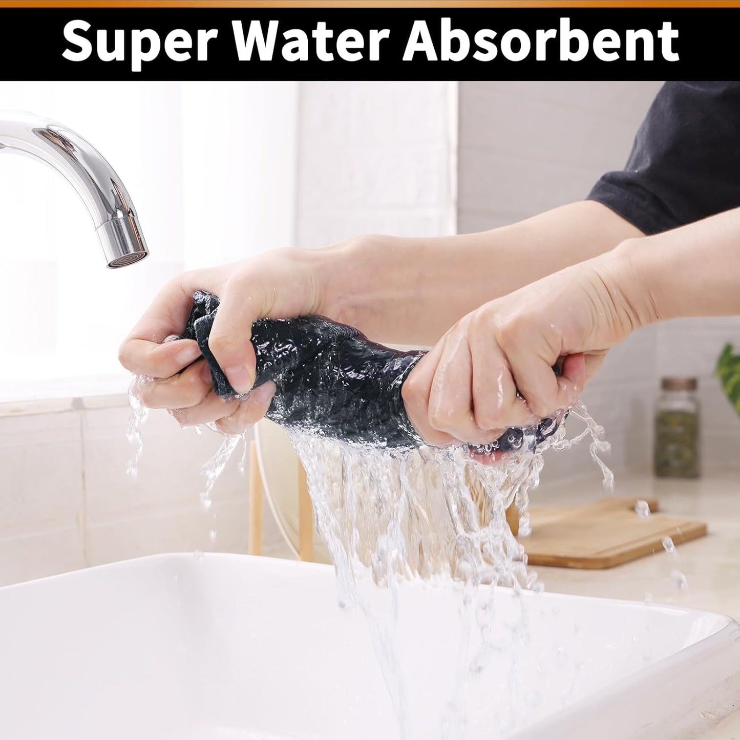 Homaxy 100% Cotton Kitchen Towels and Dishcloths Set - 8 Pack Waffle Weave Soft and Absorbent Dish Towels - 26 X 16 Inch and 12 X 12 Inch - Dark Grey