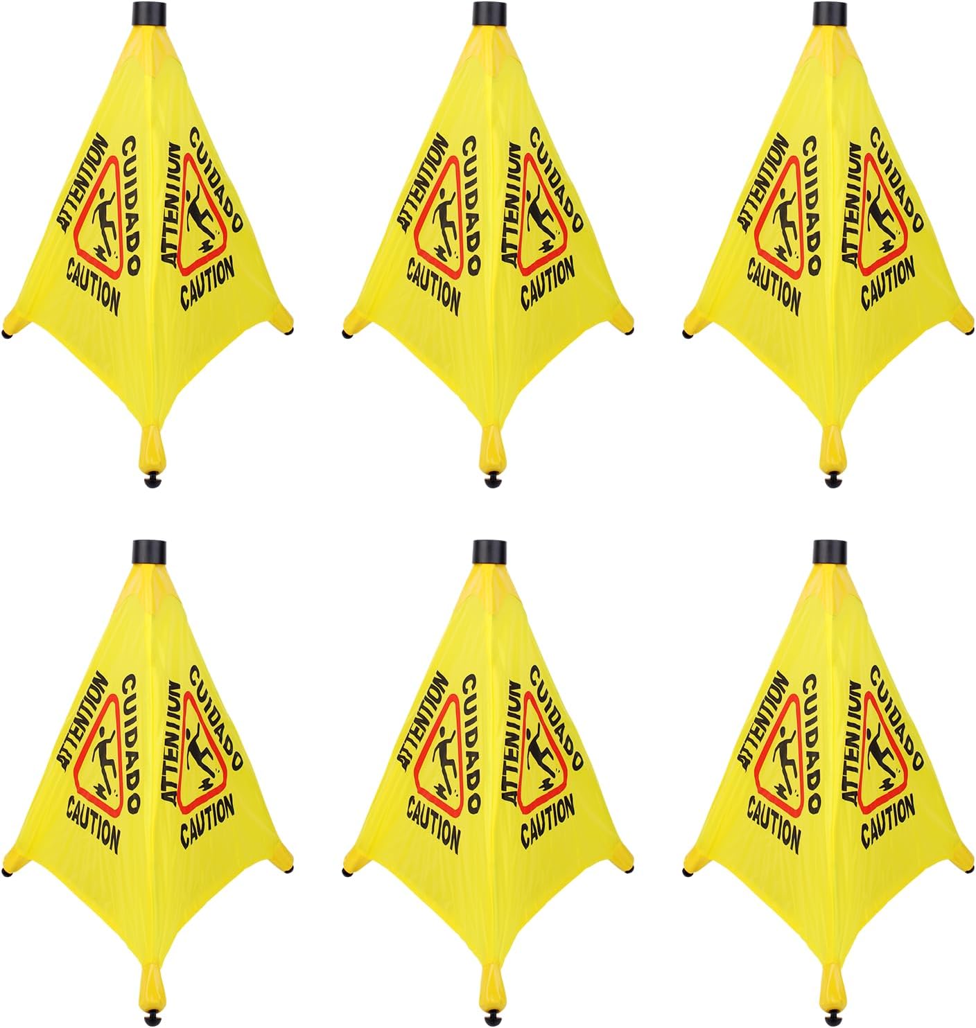 6 Pcs 20 inch Pop up Wet Floor Sign with Storage Tube, Wet Safety Signs Commercial Caution Safety Cone Pop up Caution Sign for Commercial Stores Grocery Restaurant Restroom Office