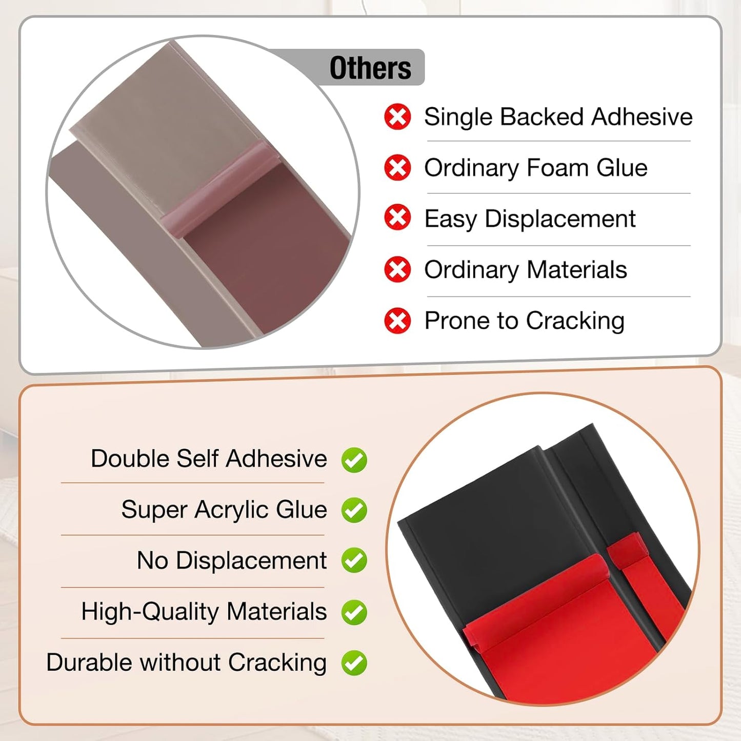 Floor Transition Strip Self Adhesive Vinyl Door Threshold for Doorways Carpet Edging Trim Overlap Edge Reducer for Laminate Floor, Carpet, Tile (Black, 3/5" to 4/5", 6.6Ft)