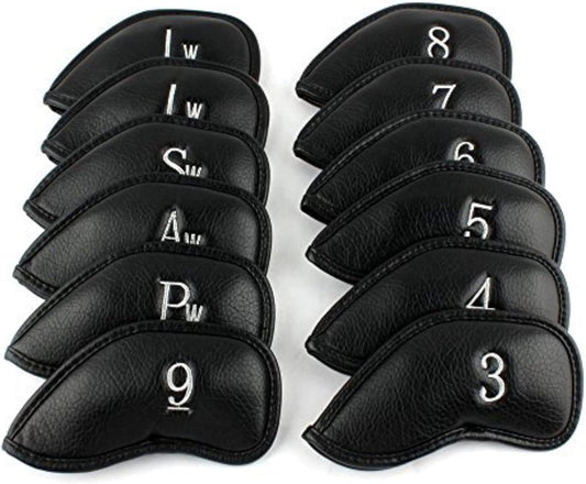 CRAFTSMAN GOLF 12pcs or 1pc Thick Synthetic Leather Golf Iron Head Covers Set Headcover Fit All Brands Callaway Ping Taylormade Cobra Etc. Also Custom Name
