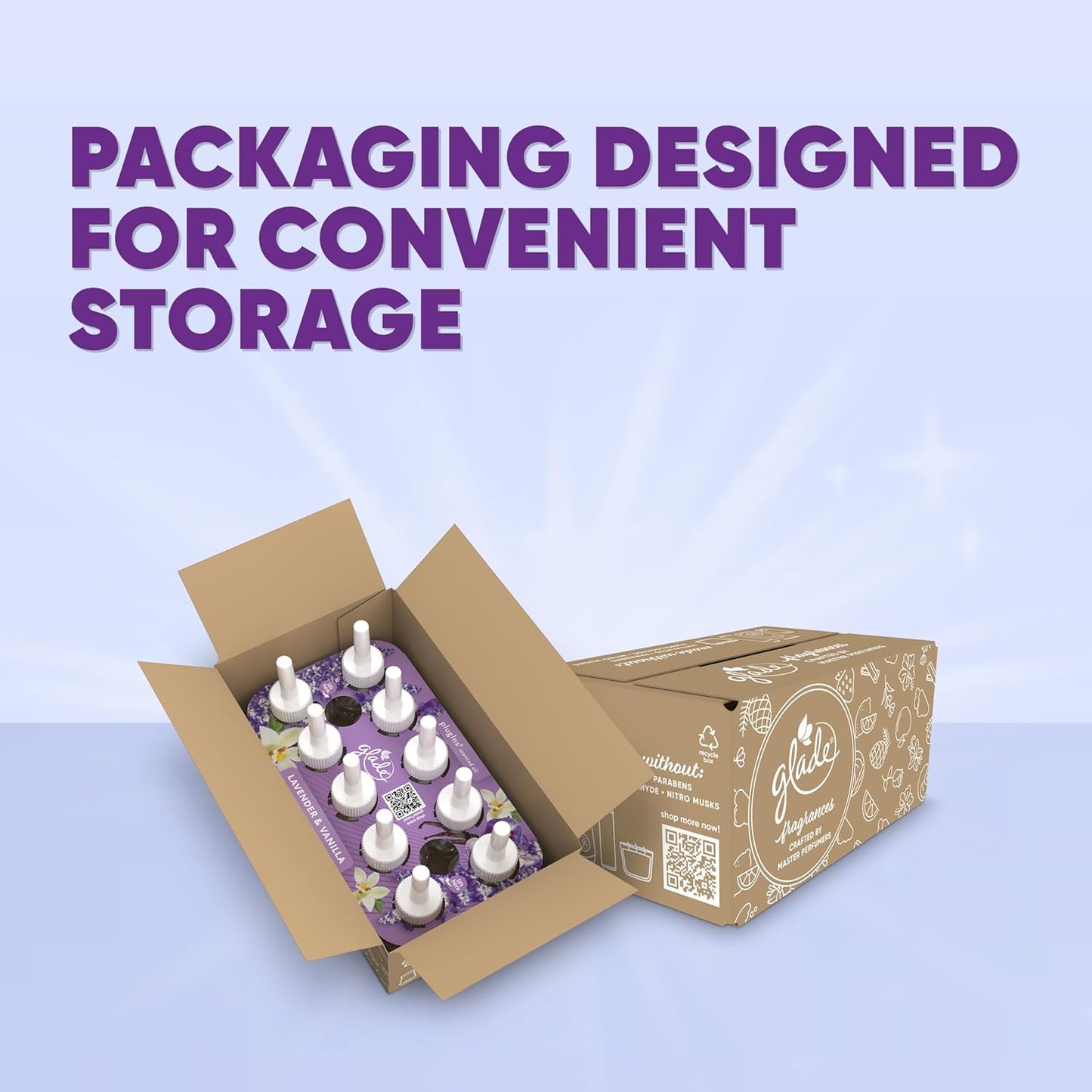 Glade PlugIns Refills Air Freshener, Scented and Essential Oils for Home and Bathroom, Lavender & Vanilla, 6.7 Fl Oz, 10 Count (Packaging May Vary)