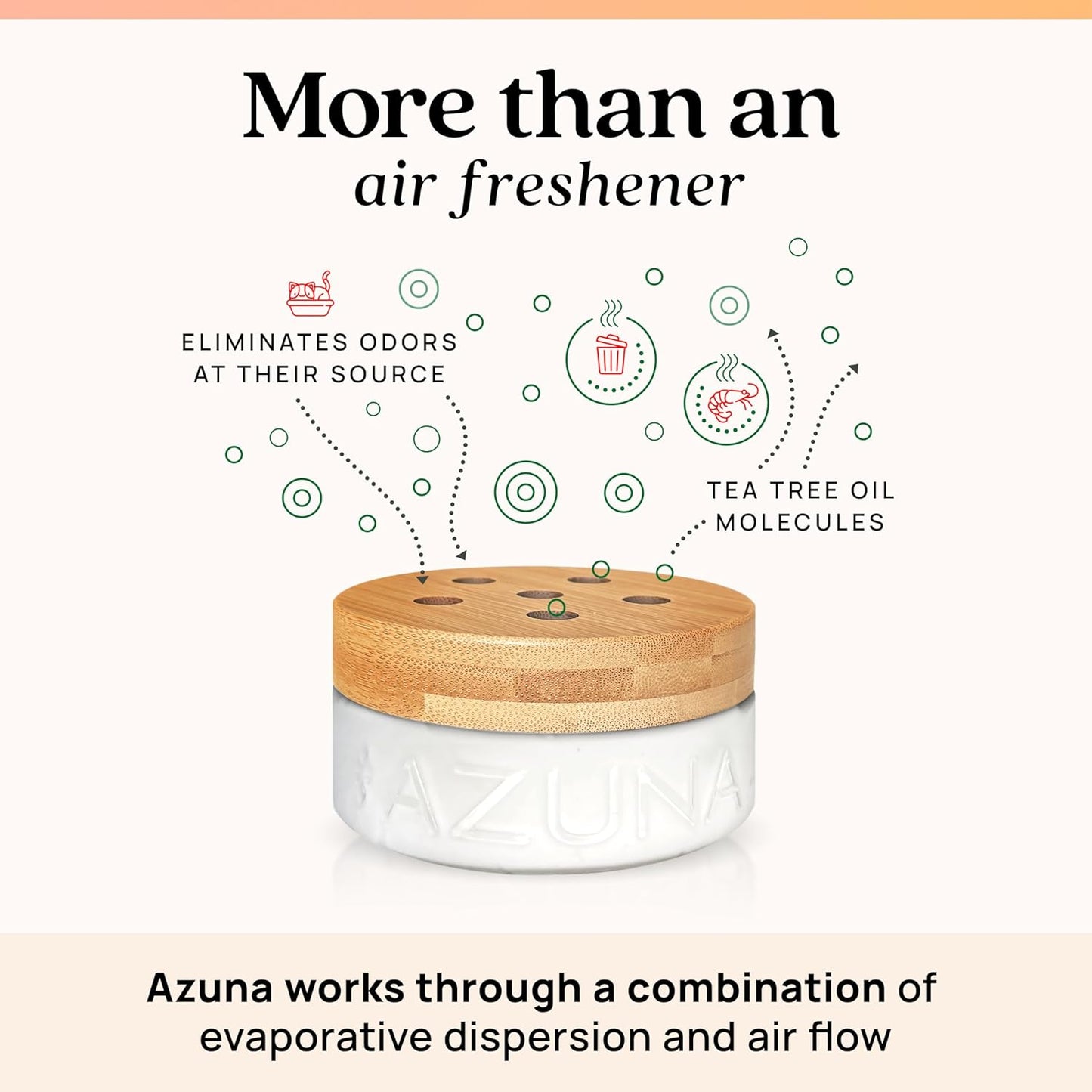 Azuna Air Freshener & Odor Eliminator for Strong Odor | 4 Room Kit Includes (4) Empty Luxe Glass Jar & 24oz Gel Refill with Tea Tree Essential Oil | Simply Citrus | Last 60-90 Days