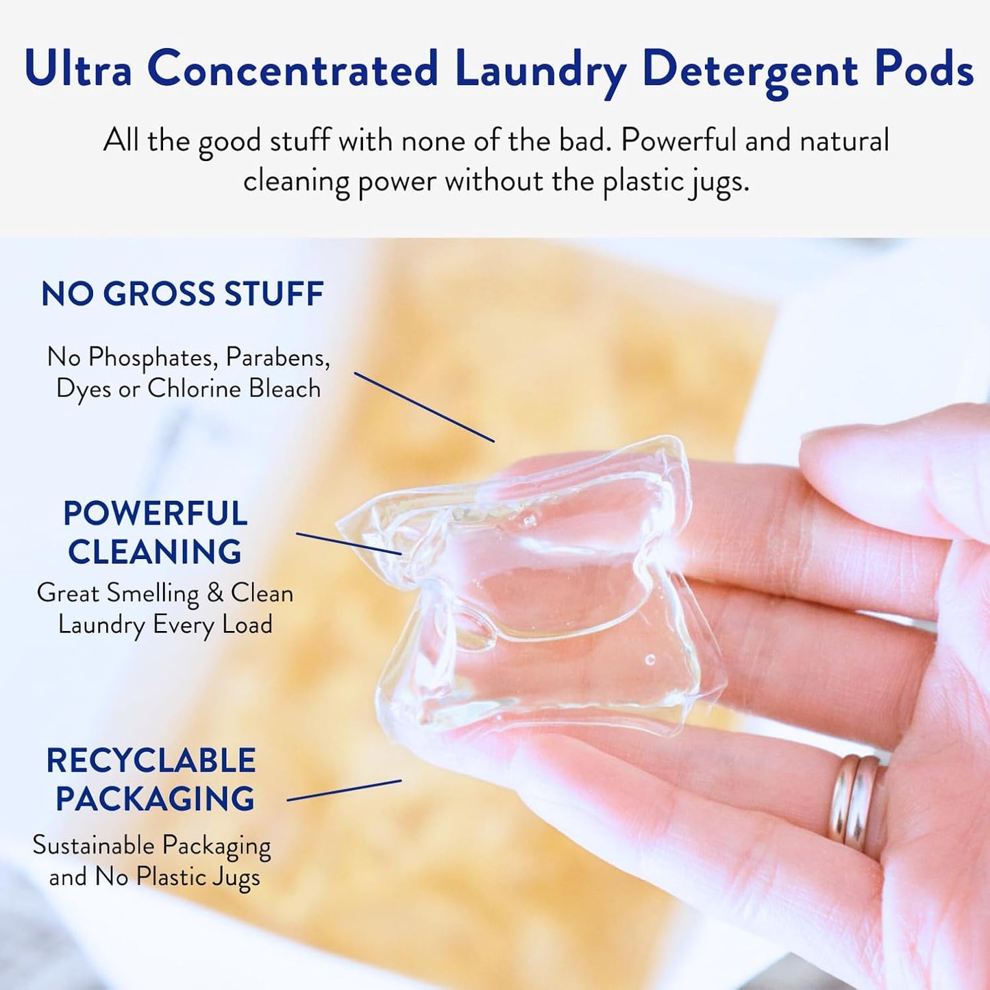The Clean People Laundry Detergent Pods - Hypoallergenic Laundry Pods - Ultra Concentrated, Recyclable Packaging, Stain Fighting - Peppermint, 32 Pack