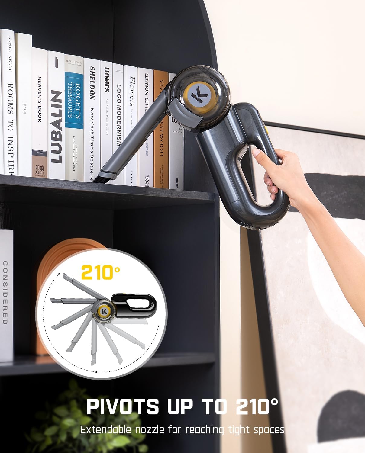 Fanttik Fold V10 Ultra Deluxe Handheld Vacuum Cordless, 17kPa Suction Power, Charging Base, Pivot Nozzle, Up to 35 Mins Runtime, Smart LED Display, Cordless Dustbuster Vacuum for Home, Car