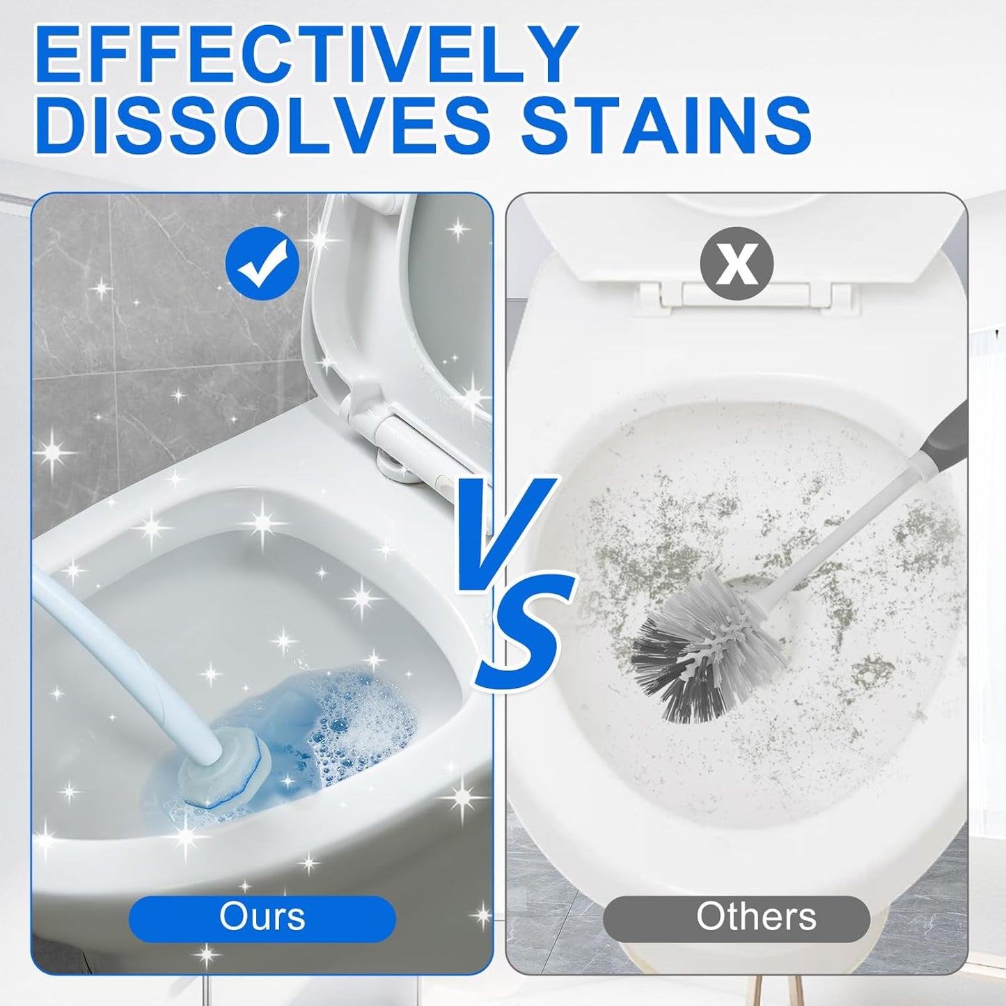 60pcs Disposable Toilet Wand Refills,Replacement Brush Heads Compatible With Most Toilet Wand Refill System,Upgrade Fiber Cleaner Heads for Closestool Cleaning.（not included brush rod）