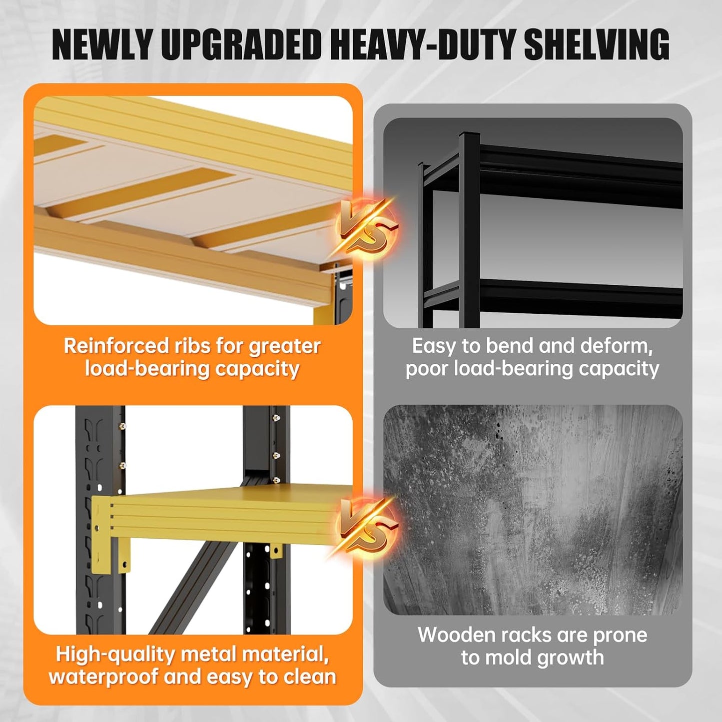 4000LBS Storage Shelves Heavy Duty, 48" W Metal Garage Shelving Units, 4 Tier Adjustable Shelf, Garage Storage Shelves Rack, Industrial Shelving for Warehouse, Basement,48" W x 20" D x 79" H