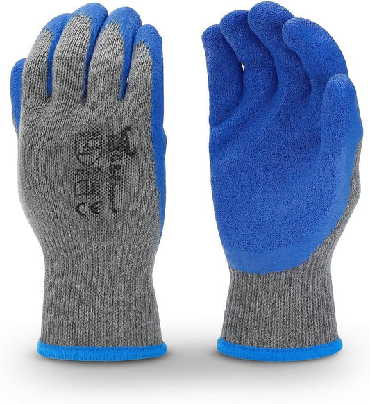 G & F Products - 3100M-10 120 Pairs Medium Rubber Latex Double Coated Work Gloves for Construction, gardening gloves, heavy duty Cotton Blend Blue
