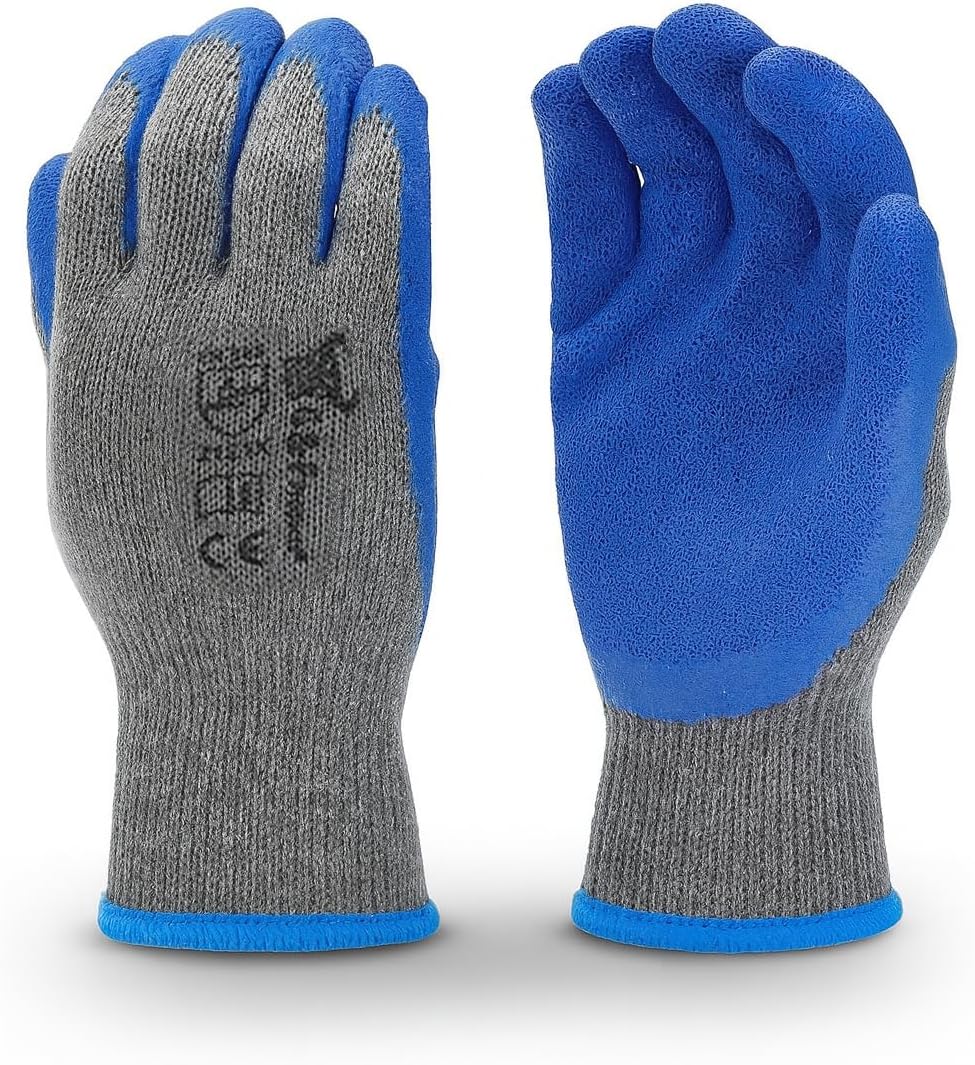 G & F Products 12 Pairs X-Large Rubber Latex Double Coated Work Gloves for Construction, gardening gloves, heavy duty Cotton Blend,3100XL,Blue