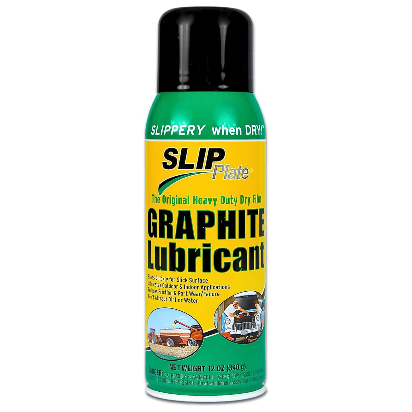 Slip Plate Dry Graphite Lubricant Spray, 12 oz Aerosol – Non-Stick, High Temp, Weather Resistant Coating for Mower Decks, Snowblower Chutes & Hitches
