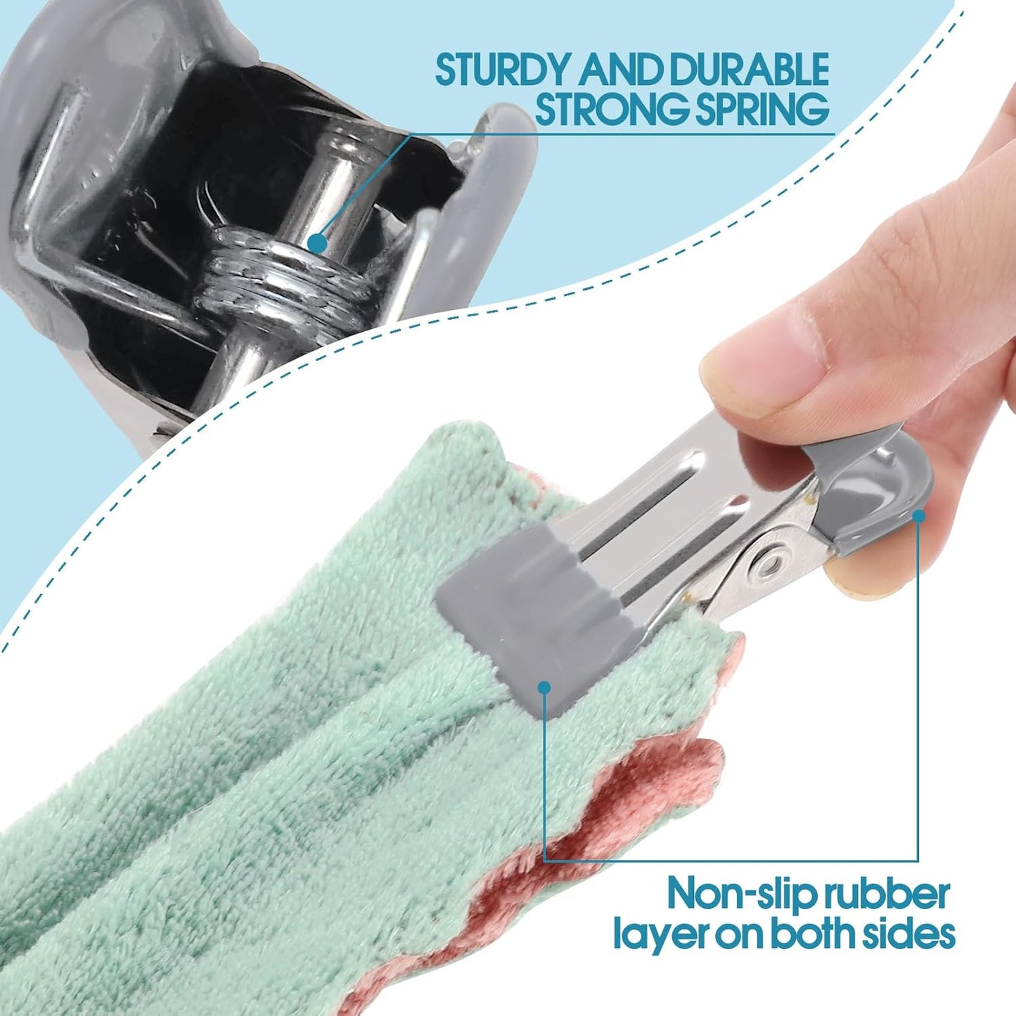 Clothes Pins Heavy Duty 30 Pack - 2.17 Inch Metal Chip Clips, Clothespins for Photo Drying Clothesline Laundry Sock, Bag Clips for Food Kitchen Stainless Steel with Rubber, Gray