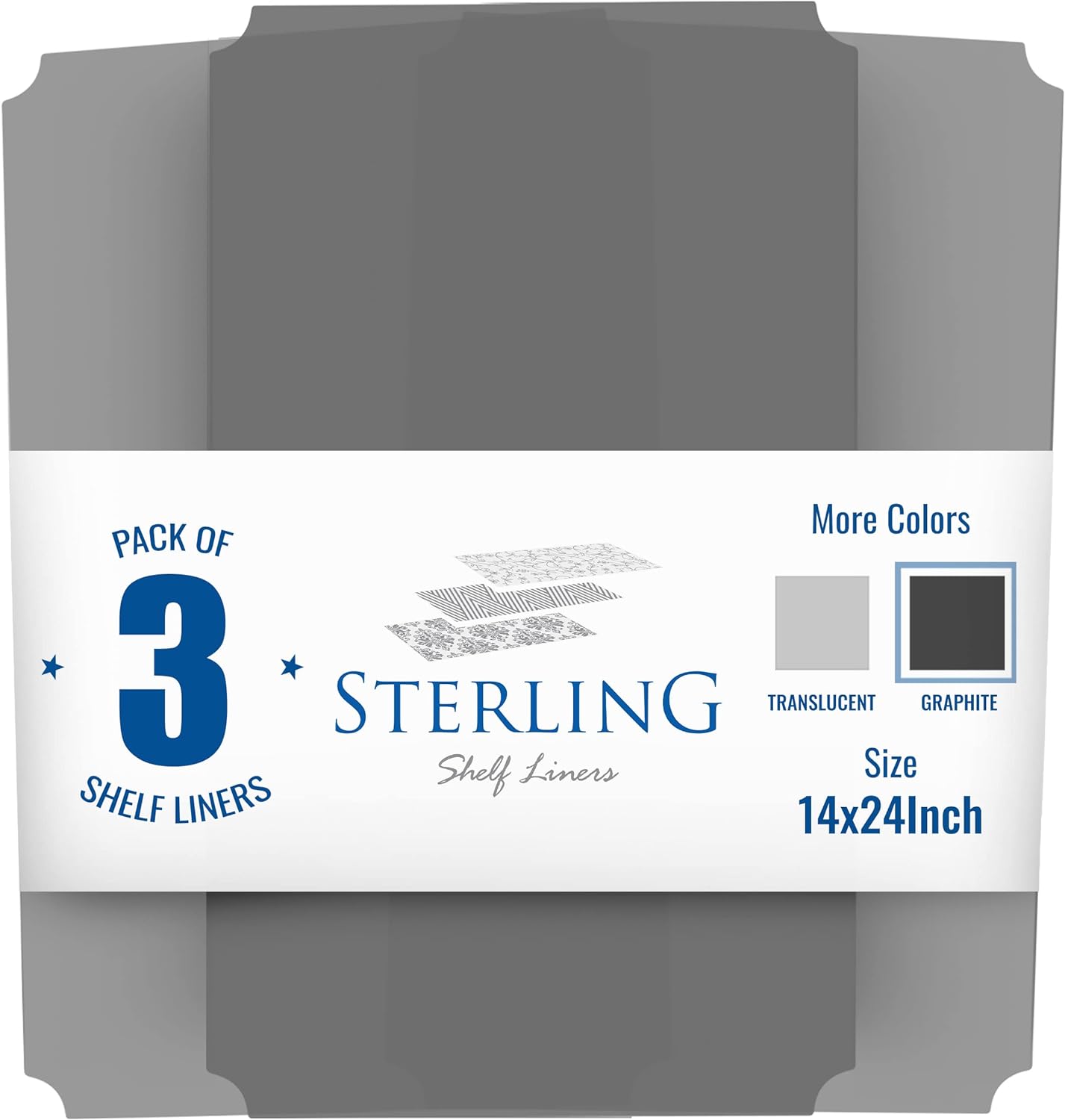 Sterling Shelf Liners for Wire Shelf System: Set of 3 in Graphite: 13.4 x 23.2 inch: Plastic Wire Shelving Mats
