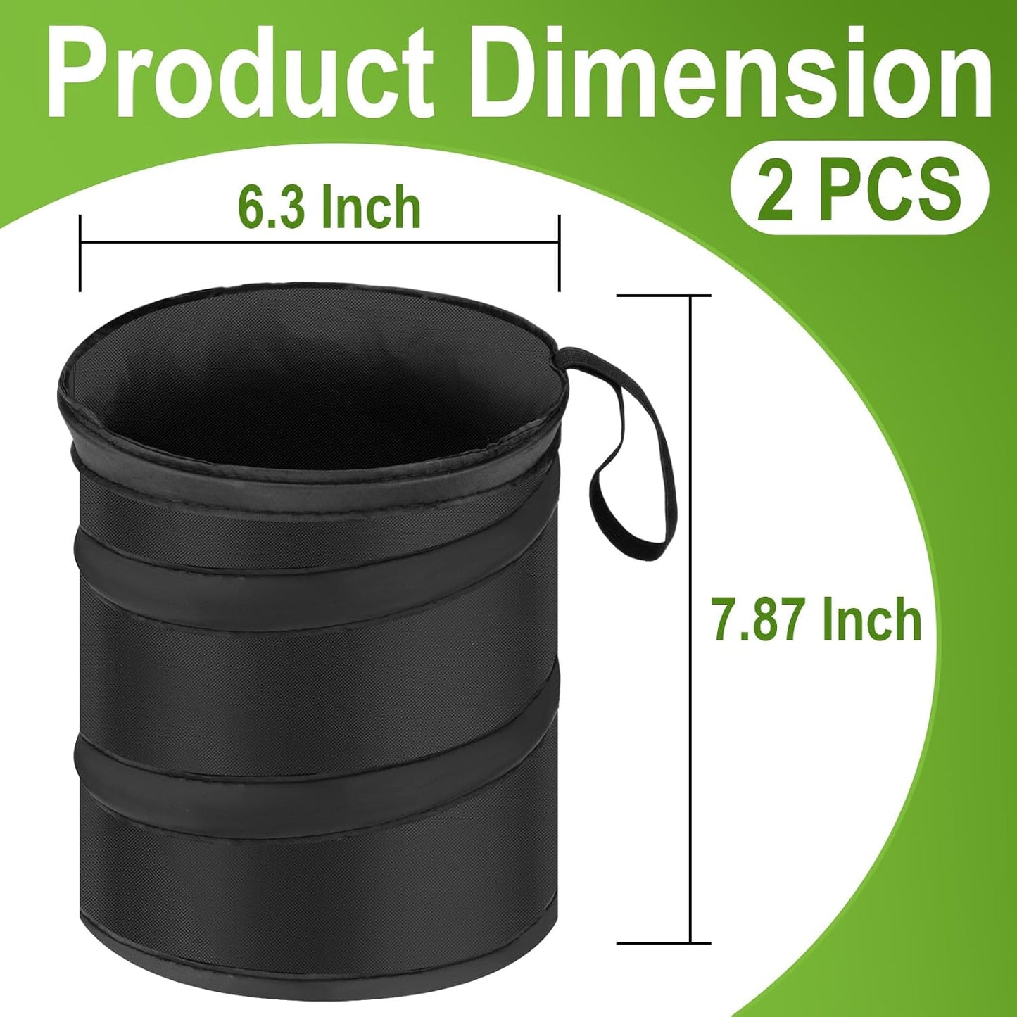 2 PCS Car Trash Can, Collapsible Pop-up Car Garbages Can, Portable Garbage Bin with Elastic Band, Small Garbage Can for Back Seat Front Seat, for Outdoor Traveling & Home Use