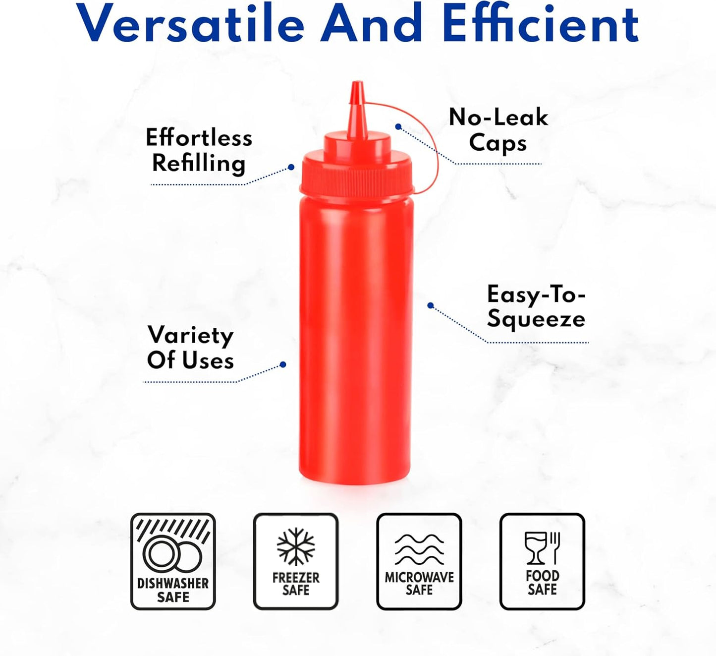 New Star Foodservice 26207 Squeeze Bottles, Plastic, 24 oz, Clear, Pack of 6