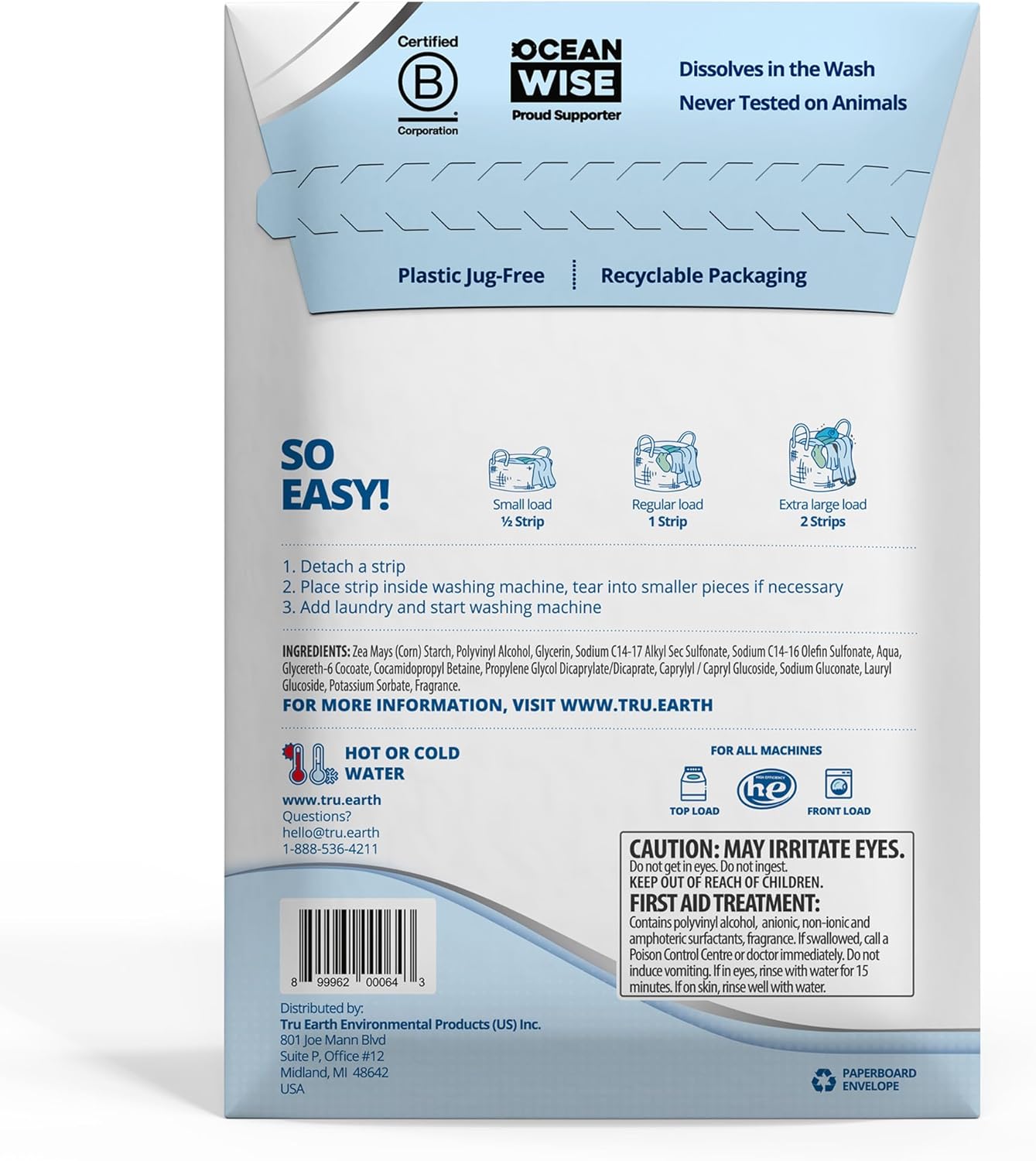 Tru Earth Platinum - Heavy Duty Laundry Detergent Sheets - Up to 128 Loads (64 Count), Fresh Linen Scent - Ultra-Concentrated Formula - Eco-Friendly Laundry Sheets