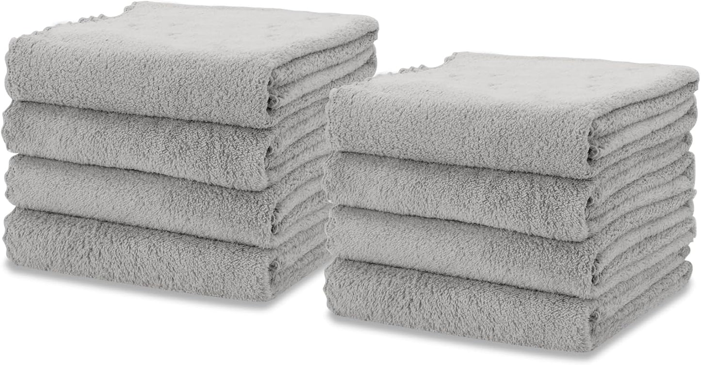 kimteny Kitchen Cloth Dish Towels, 13x28 Inches Premium Dishcloths, Super Absorbent Coral Velvet Microfiber Cleaning Cloths, Fast Drying Rags for Washing Dishes (13x28-8 Pack, Grey)