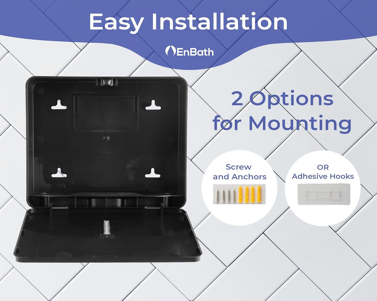 Multifold Paper Towel Dispenser Wall Mount (Black, 2-Pack), Folded Hand Towel Dispenser for Bathroom/Restroom, Commercial Paper Towel Holder, Trifold Paper Towels Dispenser by EnBath