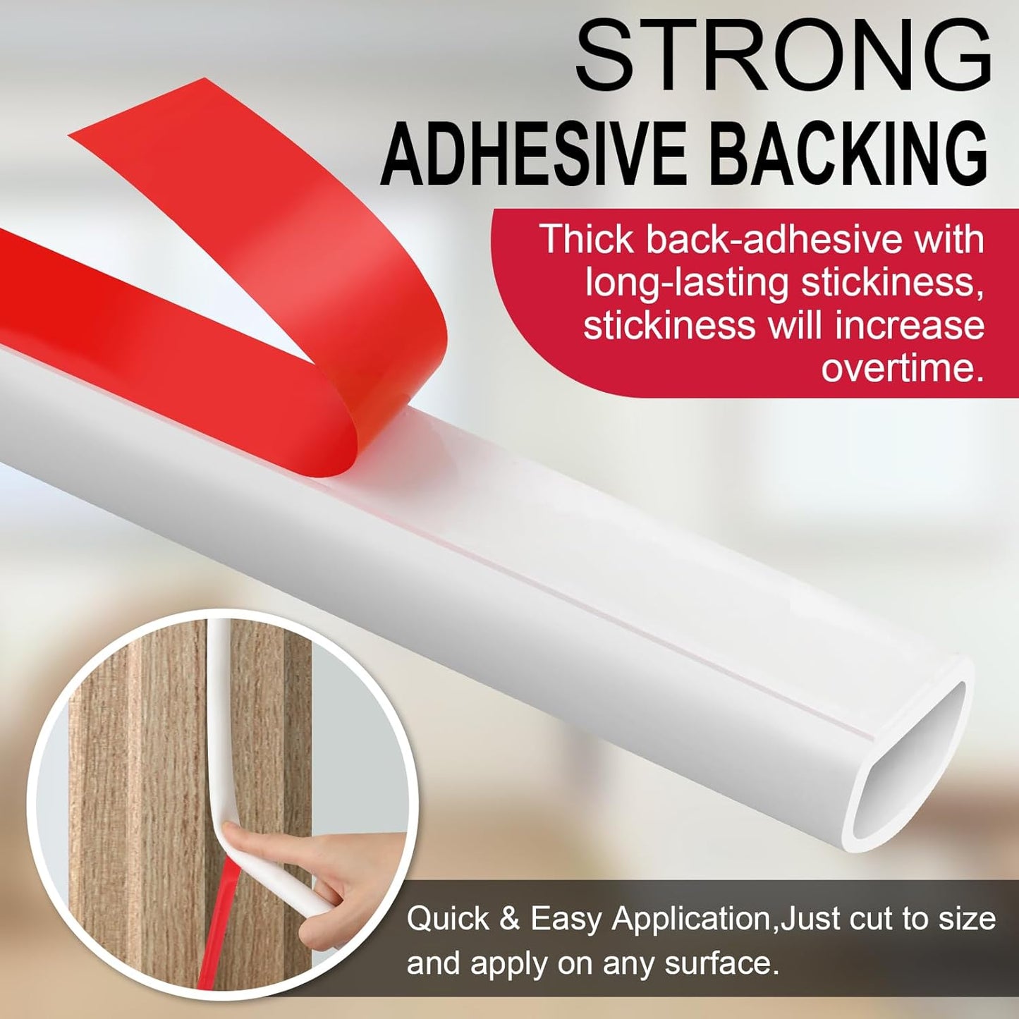 【New Upgrade】 Silicone Door Weather Stripping Door Seal Strip, 19.7 Feet Self-Adhesive D-Shape Door Insulation Strip for Door Frame& Window, Seal Large Gaps, Easy to Cut & Install