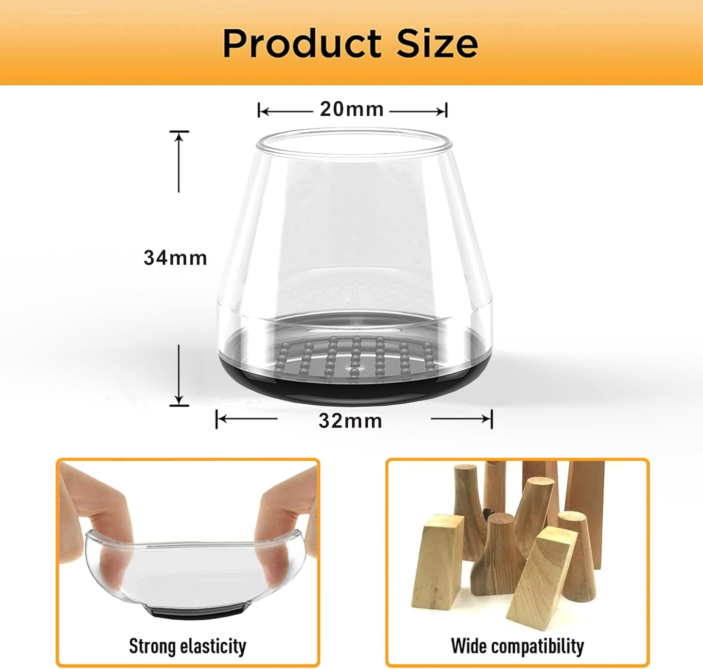 Furniture Sliders,24 PCS Chair Leg Sliders for Carpet, Furniture Movers Sliders, Carpet Chairs Furniture Glides, Floor Protectors, Carpet Moving Sliders Easily Move. (Clear, Fit:0.9-1.15")