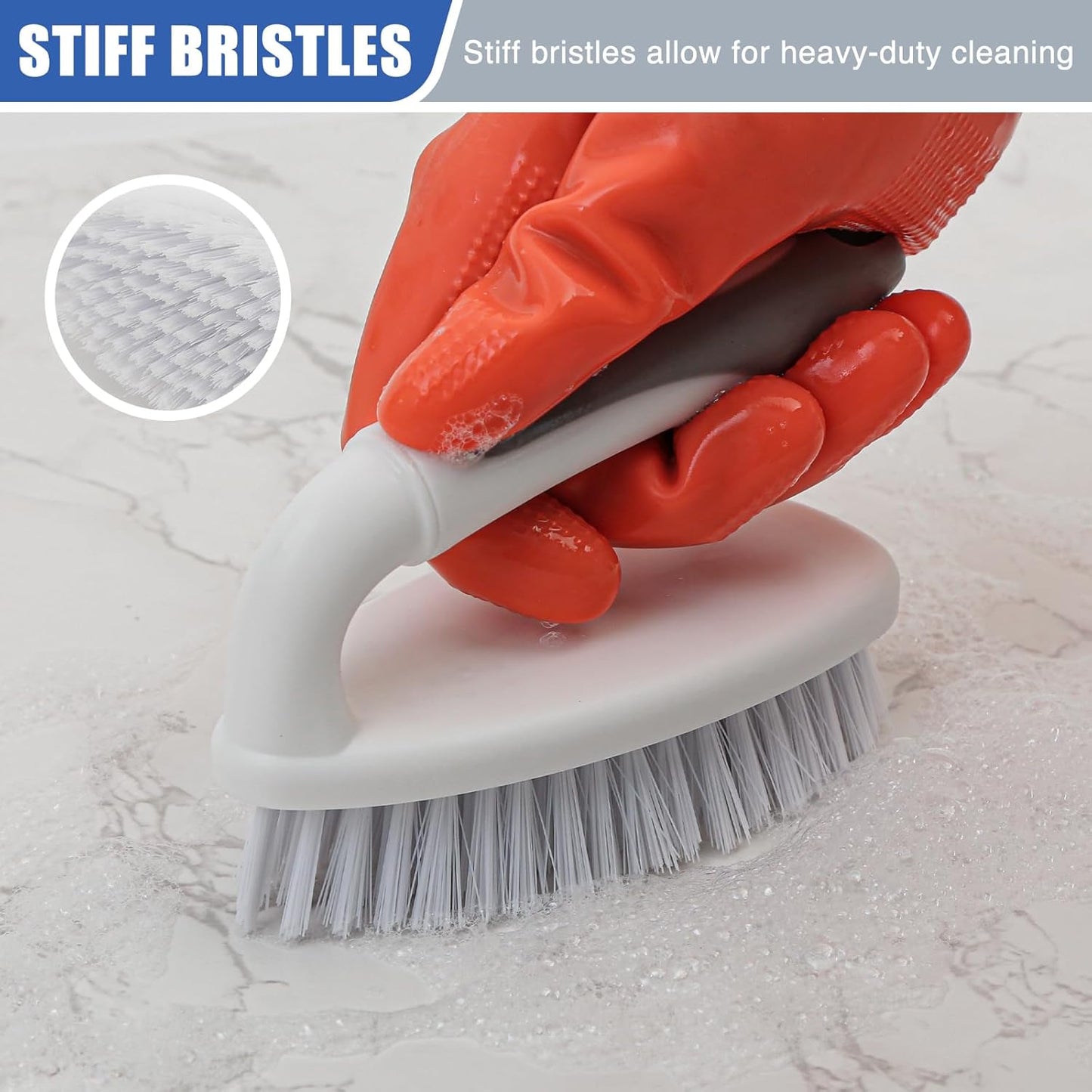 Scrub Brushes for Cleaning Bathtub Scrubber Heavy Duty Scrub Brush with Handle Stiff Bristle Cleaning Brush for Shower, Kitchen, Sink, Bathroom, Floor