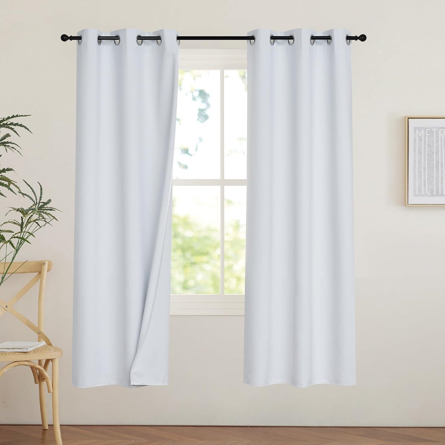 PONY DANCE White 100% Black Out Curtains 72 inch Length, Thermal Insulated Window Treatment Blacout Drapes for Bedroom, Room Darkening Noise Reducing Curtains for Living Room(2 Panels, 42 inches Wide)