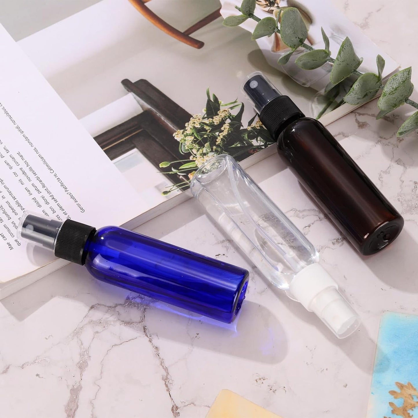 uxcell 10Pack Spray Bottles, 2Oz/60ML Reusable Clear Empty Mist Plastic Mini Travel Bottle Set,Small Refillable Liquid Containers for Household Use, Essential Oil, Cleaning (Transparent)