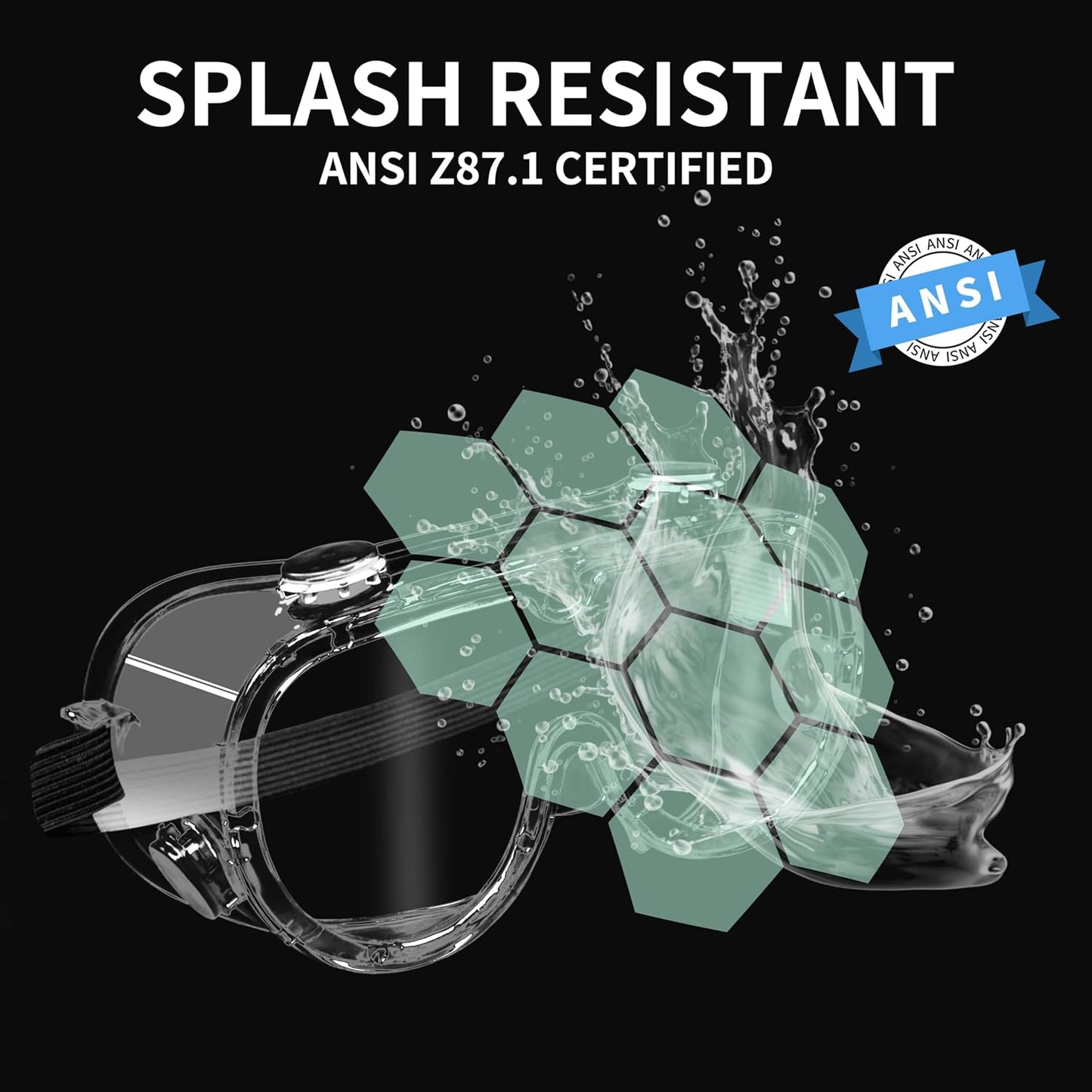 Safety Goggles ANSI Z87.1 - Anti-Fog Clear Lab Eye Protection for Over Glasses, Scratch-Resistant Lens (2 Pack)