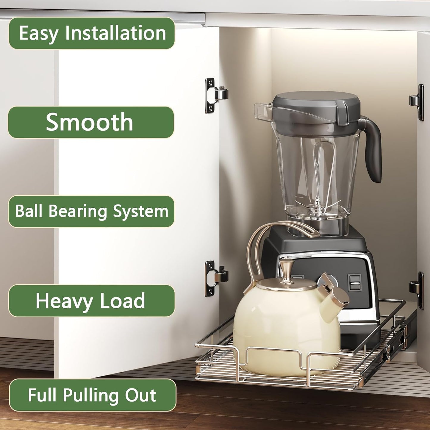 Pull Out Cabinet Organizer 16½" W x 21½" D, Heavy Duty Cabinet Pull Out Shelves, Slide Out Drawers Organization for Kitchen Cabinets Bathroom