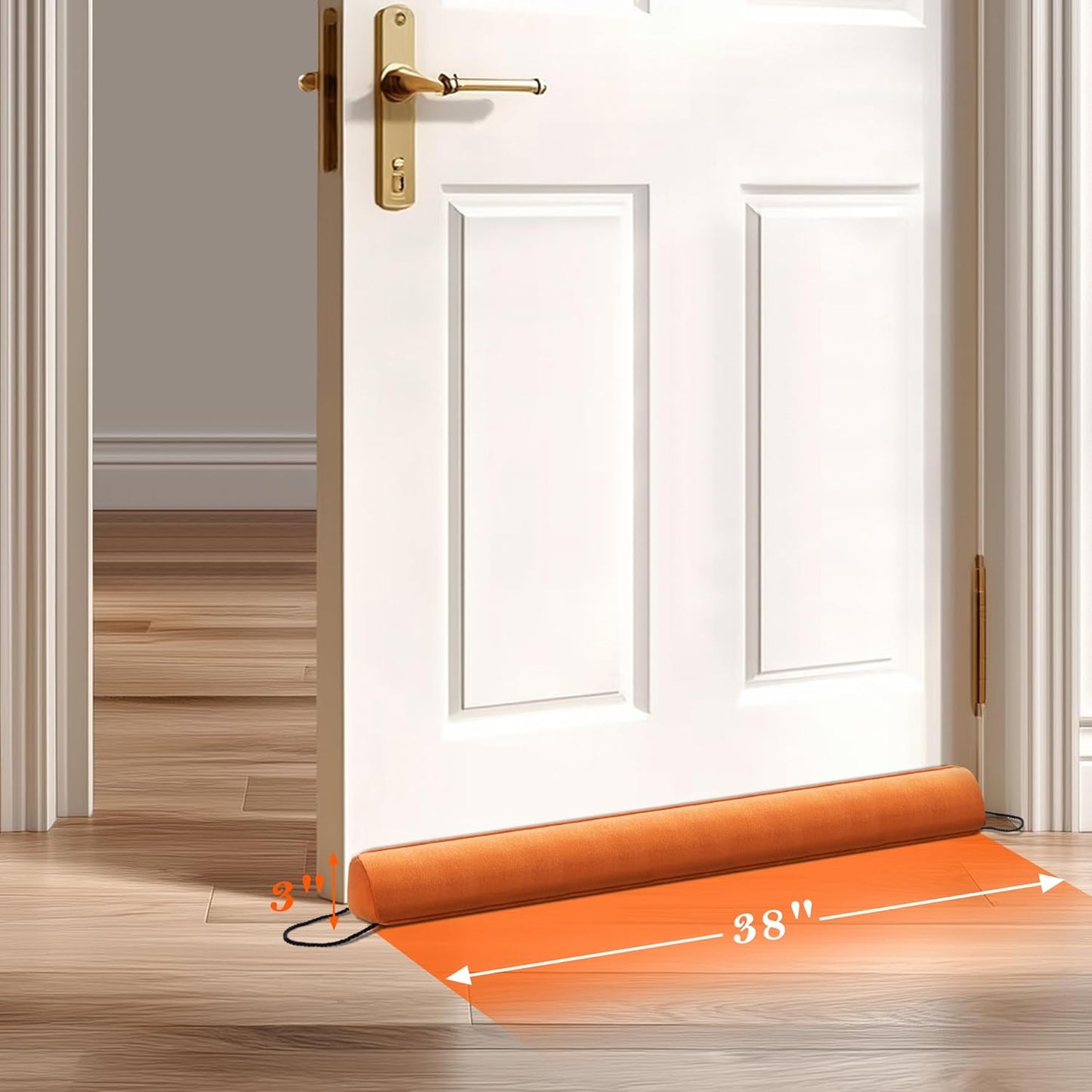 Sunolga 38" Door Draft Stopper Blocks Hot and Cold Air with Removable Washable Cover for Gaps Up to 3", All-Season Seal for Noise, Door Sweep for Bottom of Door and Window, Home Essentials, Orange