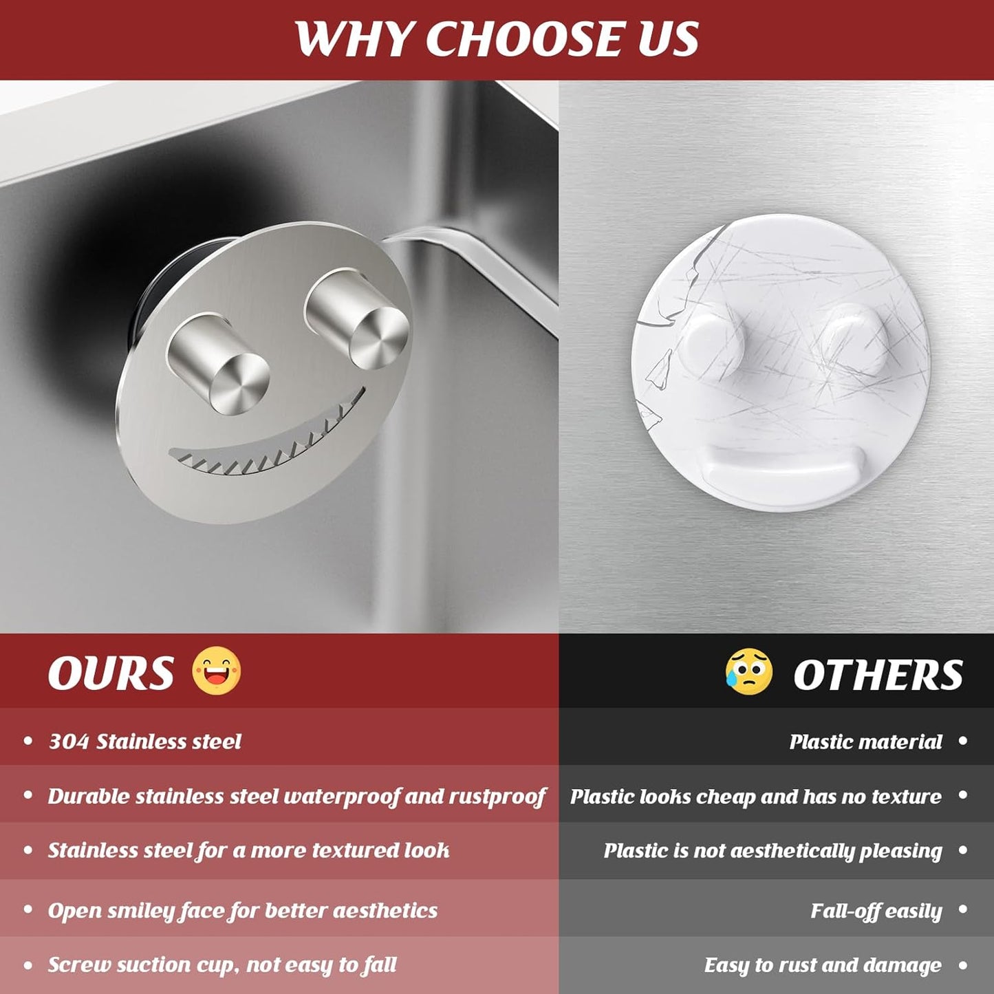 Sponge Holder for Kitchen Sink,Sink Caddy Organizer with Suction Cup Installation for Kitchen/Bathroom, Self Draining,Sponge Caddy for Holding Smiley Sponges-Silver