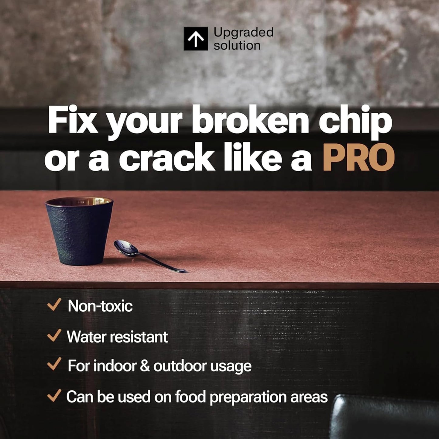 UBA Tuba & Black Stone Repair DIY Kit (Red, Black & Clear Color) - Ideal as Granite Repair Kit I Works Great as Quartz Countertop Repair Kit I Also for Ceramic, Tile and Porcelain Repair Kit