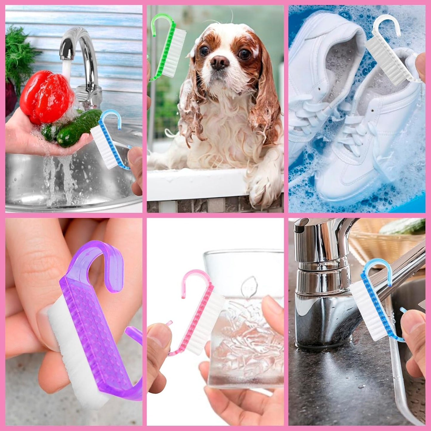 25 Pcs Handle Grip Nail Brush, Fingernail Scrub Cleaning Brushes for Nails and Toes, Hand & Foot Nail Cleaner, Pedicure Manicure Brush for Women, Men, Kids – Multicolor