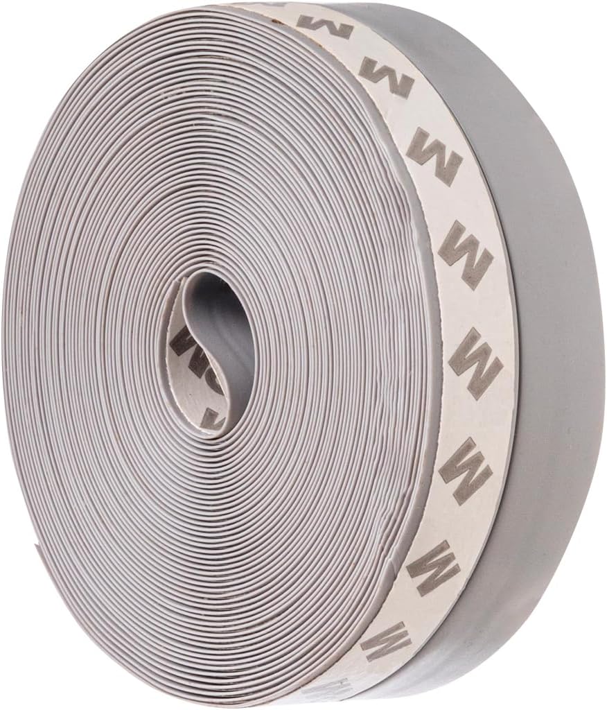 Weather Stripping Door Seal Strip for Gaps, Silicone Draft Stopper Adhesive Tape for Sliding Doors, Windows, Shower Glass, Soundproof Seal for Home Insulation, 32.8ft Roll Grey