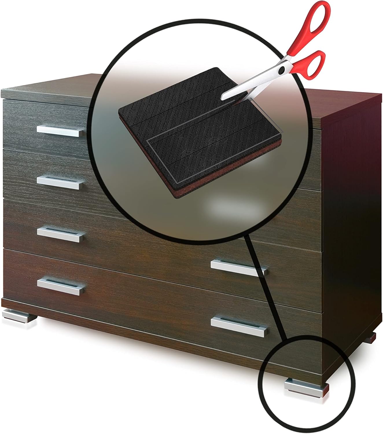 Slipstick GorillaPads Non Slip Furniture Pads/Gripper Feet Floor Protectors (Set of 8) Premium 4 Inch Pre-Scored Self Stick Rubber Stoppers for Furniture Legs