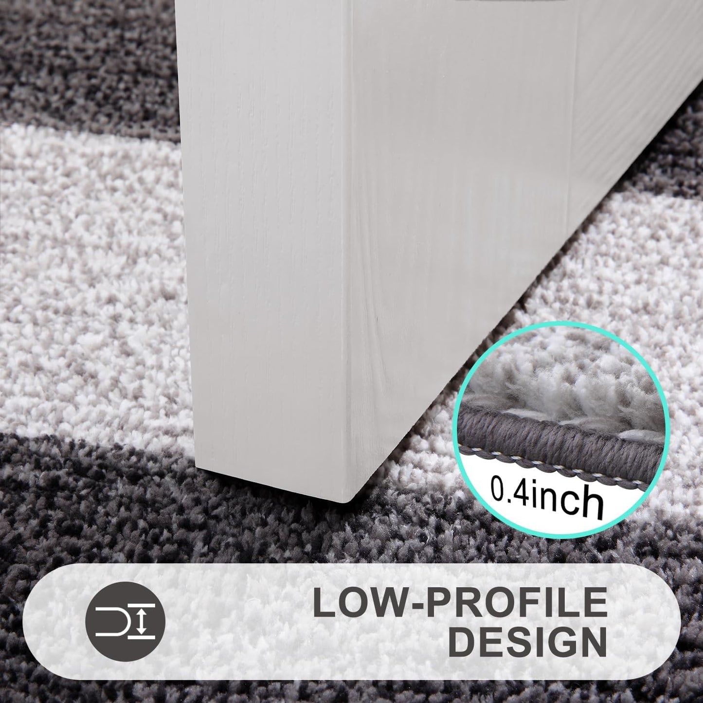 Kitinjoy Indoor Outdoor Door Mat, 47x24 Non-Slip Absorbent Dirt Trapper, Low-Profile Washable Inside Entrance Front Floor Mat, Sturdy Soft Entry Doormats for Entryway, Grey