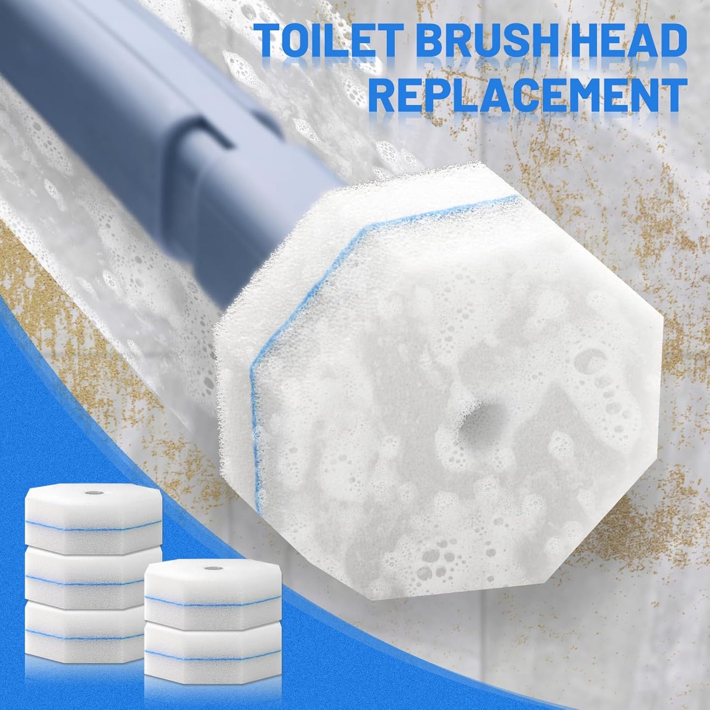 10PCS Toilet Wand Refills - Disposable Replacement Heads for Most Toilet Brushes | Hygienic Cleaning Pads | No-Scratch, Quick-Dry & Easy-to-Use (Sponge Cleaning Head)