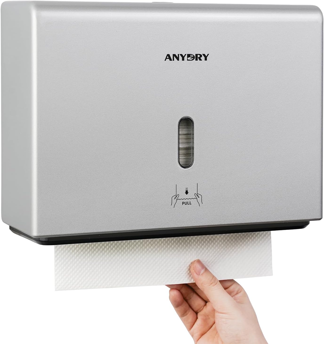 Wall-Mounted Paper Towel Dispenser – Fits Tri-Fold Towels up to 10x3.1 Inches, Holds 200 Sheets, Ideal for Home & Commercial Use (Silver)