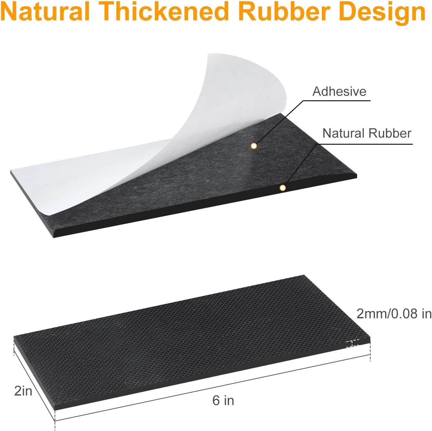 CHUNZEXI Non Slip Furniture Pads 6 PCS 6" x 2", Self Adhesive Rubber Grippers for Furniture Legs, Anti Skid Floor Protectors, Prevent Scratches & Sliding