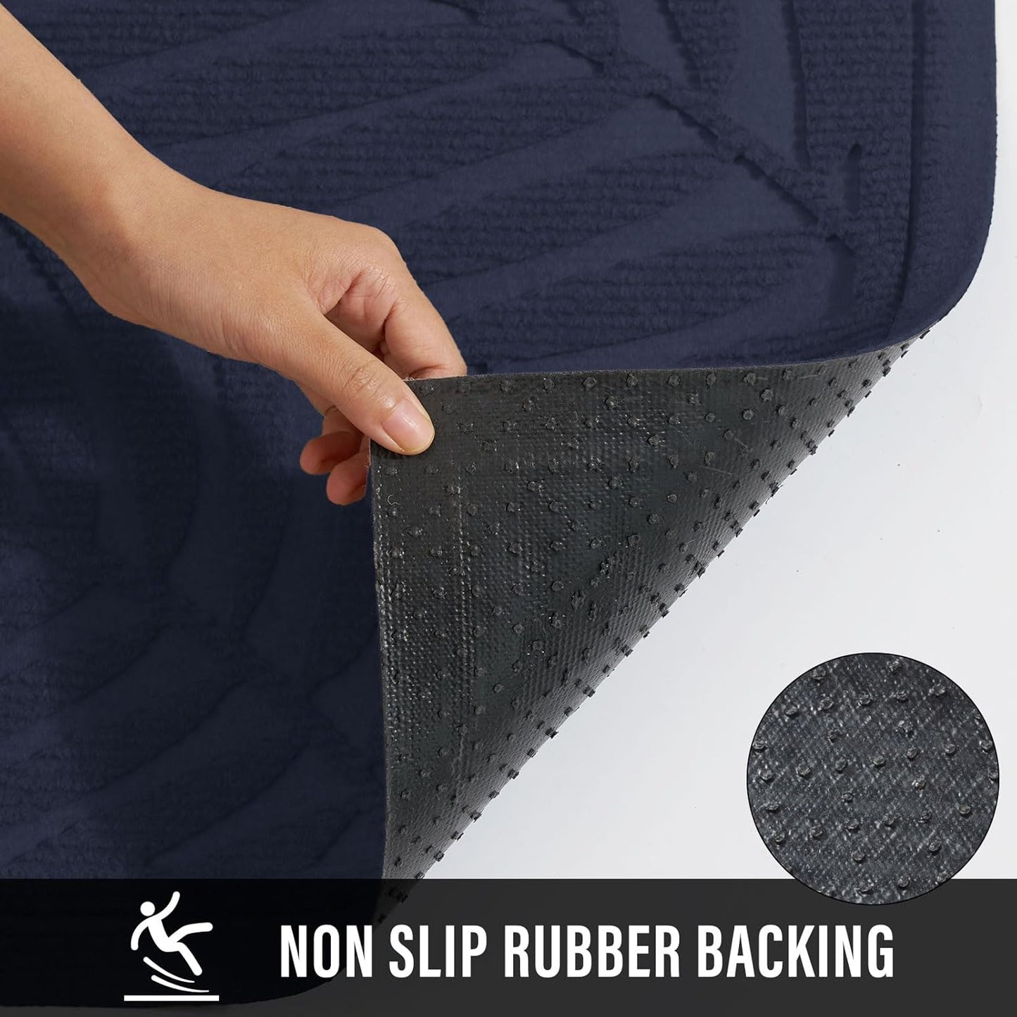 Front Door Mat, Absorbent Resist Dirt Welcome Door Mat Indoor Outdoor, Waterproof Doormat, Sturdy Non Slip Backing, Fade Resistant, Low Profile Entry Mat for Entryway, 36×24, Blue