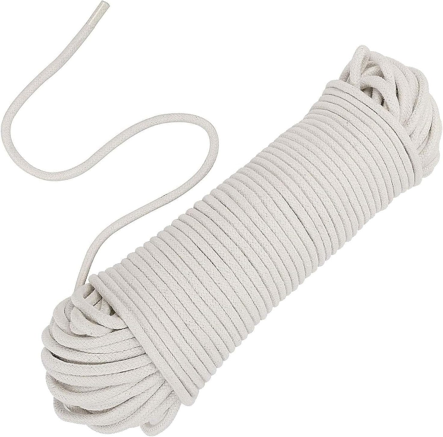 ZOENHOU Cotton Rope, 328 Feet, White, Natural, Clothesline, Strong, Laundry Line, DIY Crafts, Art Projects, Garden Decor